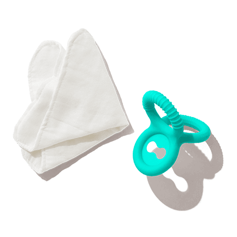 Silicone Triple Teether & Organic Teething Cloth from The Charmer Play Kit